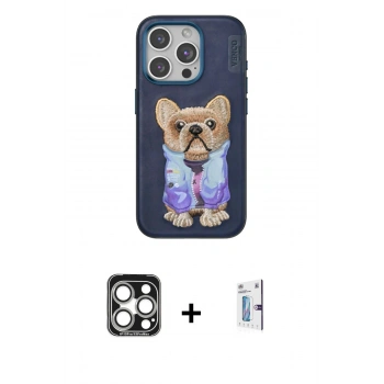 MARSİLYAN™- iPhone 15 Pro Max Kılıf İz Minimal Koleksiyonu - Siyah Bilvis 0.18mm Plus Cam Ekran Koruyucu + PVD Metal Kamera Lens - GS