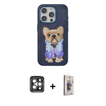 MARSİLYAN™- iPhone 15 Pro Max Kılıf İz Minimal Koleksiyonu - Siyah Bilvis 3D Cam Ekran Koruyucu + PVD Metal Kamera Lens - GI
