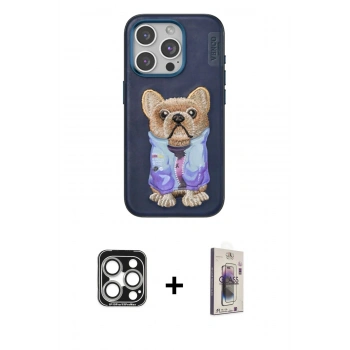 MARSİLYAN™- iPhone 15 Pro Max Kılıf İz Minimal Koleksiyonu - Siyah Bilvis 3D Cam Ekran Koruyucu + PVD Metal Kamera Lens - GS