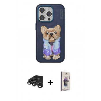 MARSİLYAN™- iPhone 15 Pro Max Kılıf İz Minimal Koleksiyonu - Siyah Bilvis 3D Cam Ekran Koruyucu + Raze Metal Kamera Lens - TMGI