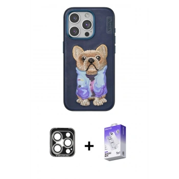MARSİLYAN™- iPhone 15 Pro Max Kılıf İz Minimal Koleksiyonu - Siyah Bilvis 5in1 3D Magic Cam Ekran Koruyucu + PVD Metal Kamera Lens - GS