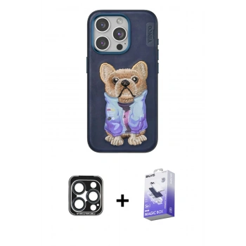 MARSİLYAN™- iPhone 15 Pro Max Kılıf İz Minimal Koleksiyonu - Siyah Bilvis 5in1 5D Magic Hayalet Cam Ekran Koruyucu + PVD Metal Kamera Lens - LT