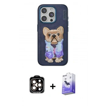 MARSİLYAN™- iPhone 15 Pro Max Kılıf İz Minimal Koleksiyonu - Siyah Bilvis 5in1 5D Magic Hayalet Cam Ekran Koruyucu + PVD Metal Kamera Lens - TU