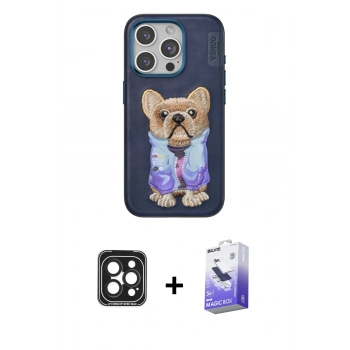 MARSİLYAN™- iPhone 15 Pro Max Kılıf İz Minimal Koleksiyonu - Siyah Bilvis 5in1 5D Magic Hayalet Cam Ekran Koruyucu + PVD Metal Kamera Lens - SH