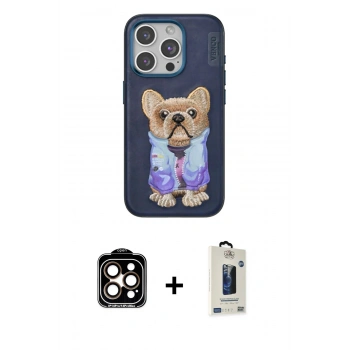 MARSİLYAN™- iPhone 15 Pro Max Kılıf İz Minimal Koleksiyonu - Siyah Bilvis Hayalet Cam Ekran Koruyucu + PVD Metal Kamera Lens - TU