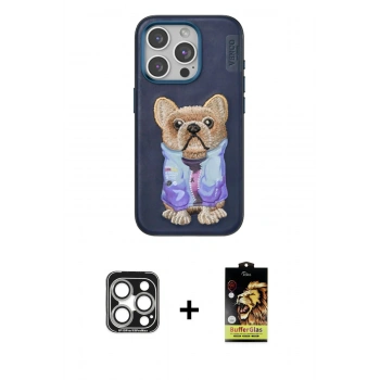 MARSİLYAN™- iPhone 15 Pro Max Kılıf İz Minimal Koleksiyonu - Siyah Buffer Cam Ekran Koruyucu + PVD Metal Kamera Lens - GS