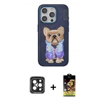 MARSİLYAN™- iPhone 15 Pro Max Kılıf İz Minimal Koleksiyonu - Siyah Buffer Cam Ekran Koruyucu + PVD Metal Kamera Lens - SH