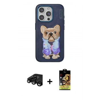 MARSİLYAN™- iPhone 15 Pro Max Kılıf İz Minimal Koleksiyonu - Siyah Buffer Cam Ekran Koruyucu + Raze Metal Kamera Lens - SH