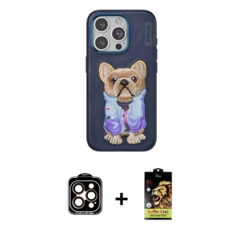 MARSİLYAN™- iPhone 15 Pro Max Kılıf İz Minimal Koleksiyonu - Siyah Buffer Cam Ekran Koruyucu + PVD Metal Kamera Lens - TU