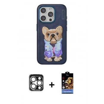 MARSİLYAN™- iPhone 15 Pro Max Kılıf İz Minimal Koleksiyonu - Siyah Buffer Hayalet Cam Ekran Koruyucu + PVD Metal Kamera Lens - GS