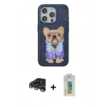MARSİLYAN™- iPhone 15 Pro Max Kılıf İz Minimal Koleksiyonu - Siyah Polymer Nano Ekran Koruyucu + Raze Metal Kamera Lens - GS