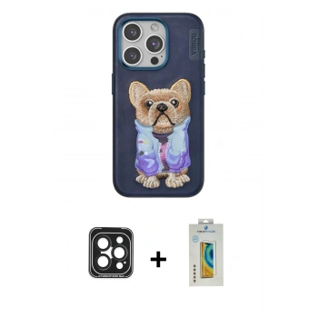 MARSİLYAN™- iPhone 15 Pro Max Kılıf İz Minimal Koleksiyonu - Siyah Polymer Nano Ekran Koruyucu + PVD Metal Kamera Lens - SH