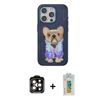 MARSİLYAN™- iPhone 15 Pro Max Kılıf İz Minimal Koleksiyonu - Siyah Polymer Nano Ekran Koruyucu + PVD Metal Kamera Lens - TU