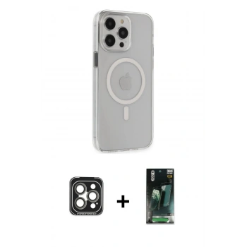 MARSİLYAN™- iPhone 15 Pro Max Kılıf Kıvılcım Asil Özel Seri - Şeffaf 360 Full Body Arka Koruyucu + PVD Metal Kamera Lens - GI