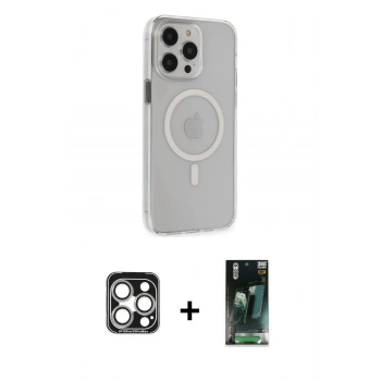 MARSİLYAN™- iPhone 15 Pro Max Kılıf Kıvılcım Asil Özel Seri - Şeffaf 360 Full Body Arka Koruyucu + PVD Metal Kamera Lens - GS