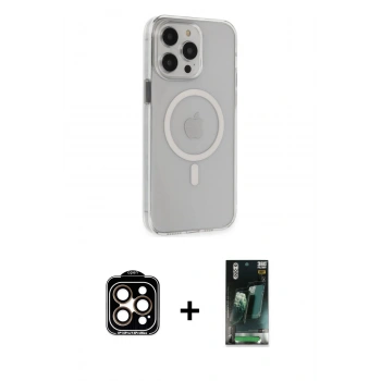MARSİLYAN™- iPhone 15 Pro Max Kılıf Kıvılcım Asil Özel Seri - Şeffaf 360 Full Body Arka Koruyucu + PVD Metal Kamera Lens - TU