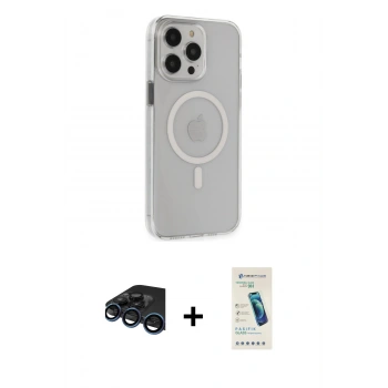 MARSİLYAN™- iPhone 15 Pro Max Kılıf Kıvılcım Asil Özel Seri - Şeffaf Pasifik Cam Ekran Koruyucu + Raze Metal Kamera Lens - LT