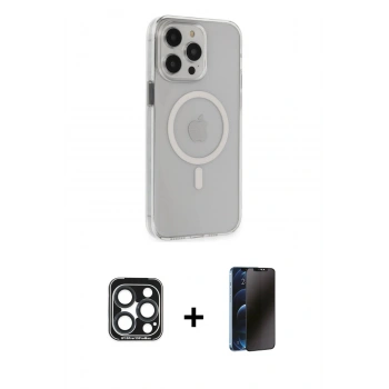 MARSİLYAN™- iPhone 15 Pro Max Kılıf Kıvılcım Asil Özel Seri - Siyah 3D Antistatik Hayalet Cam Ekran Koruyucu + PVD Metal Kamera Lens - LT