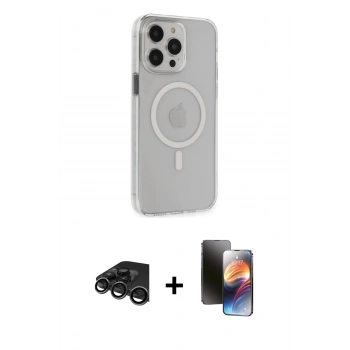 MARSİLYAN™- iPhone 15 Pro Max Kılıf Kıvılcım Asil Özel Seri - Siyah 3D Antistatik Mat Seramik Nano Ekran Koruyucu + Raze Metal Kamera Lens - TMGI
