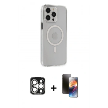 MARSİLYAN™- iPhone 15 Pro Max Kılıf Kıvılcım Asil Özel Seri - Siyah 3D Antistatik Mat Seramik Nano Ekran Koruyucu + PVD Metal Kamera Lens - GS