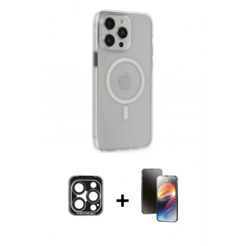 MARSİLYAN™- iPhone 15 Pro Max Kılıf Kıvılcım Asil Özel Seri - Siyah 3D Antistatik Mat Seramik Nano Ekran Koruyucu + PVD Metal Kamera Lens - LT