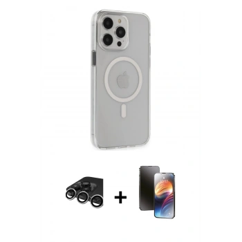 MARSİLYAN™- iPhone 15 Pro Max Kılıf Kıvılcım Asil Özel Seri - Siyah 3D Antistatik Mat Seramik Nano Ekran Koruyucu + Raze Metal Kamera Lens - GS