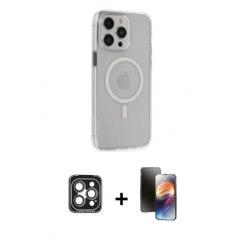 MARSİLYAN™- iPhone 15 Pro Max Kılıf Kıvılcım Asil Özel Seri - Siyah 3D Antistatik Mat Seramik Nano Ekran Koruyucu + PVD Metal Kamera Lens - GI