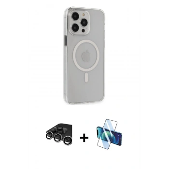 MARSİLYAN™- iPhone 15 Pro Max Kılıf Kıvılcım Asil Özel Seri - Siyah 3D Antistatik Seramik Nano Ekran Koruyucu + Raze Metal Kamera Lens - GS