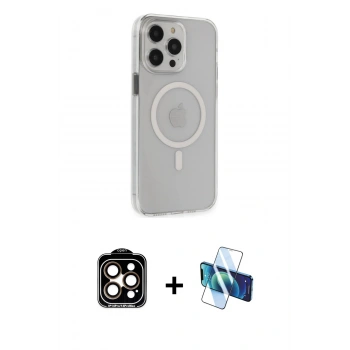 MARSİLYAN™- iPhone 15 Pro Max Kılıf Kıvılcım Asil Özel Seri - Siyah 3D Antistatik Seramik Nano Ekran Koruyucu + PVD Metal Kamera Lens - TU