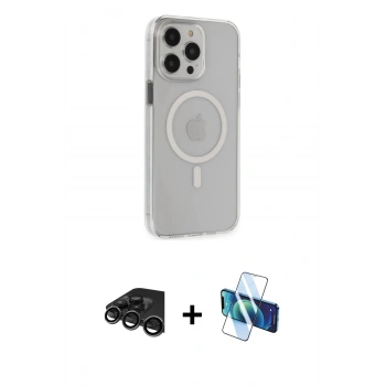 MARSİLYAN™- iPhone 15 Pro Max Kılıf Kıvılcım Asil Özel Seri - Siyah 3D Antistatik Seramik Nano Ekran Koruyucu + Raze Metal Kamera Lens - TMGI