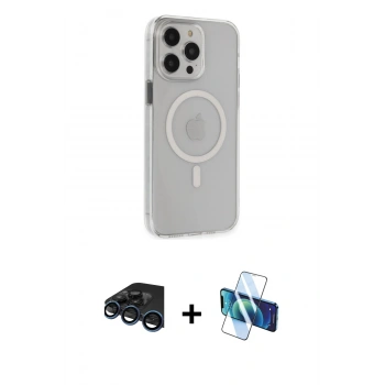 MARSİLYAN™- iPhone 15 Pro Max Kılıf Kıvılcım Asil Özel Seri - Siyah 3D Antistatik Seramik Nano Ekran Koruyucu + Raze Metal Kamera Lens - LT