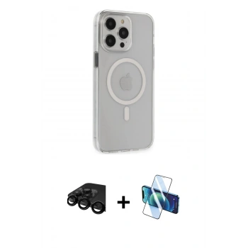 MARSİLYAN™- iPhone 15 Pro Max Kılıf Kıvılcım Asil Özel Seri - Siyah 3D Antistatik Seramik Nano Ekran Koruyucu + Raze Metal Kamera Lens - SH