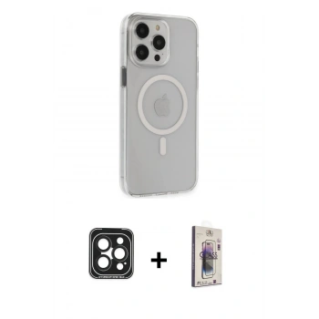 MARSİLYAN™- iPhone 15 Pro Max Kılıf Kıvılcım Asil Özel Seri - Siyah Bilvis 3D Cam Ekran Koruyucu + PVD Metal Kamera Lens - SH