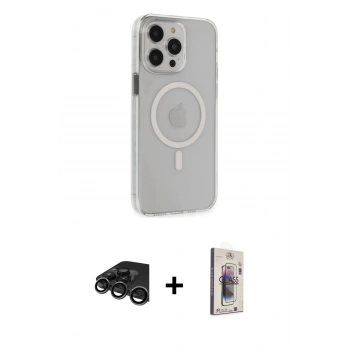 MARSİLYAN™- iPhone 15 Pro Max Kılıf Kıvılcım Asil Özel Seri - Siyah Bilvis 3D Cam Ekran Koruyucu + Raze Metal Kamera Lens - TMGI