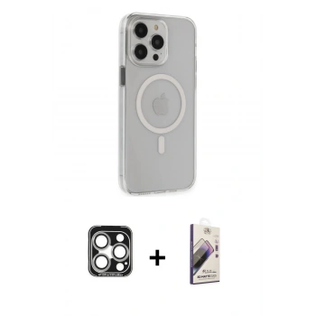 MARSİLYAN™- iPhone 15 Pro Max Kılıf Kıvılcım Asil Özel Seri - Siyah Bilvis 3D Mat Cam Ekran Koruyucu + PVD Metal Kamera Lens - GS