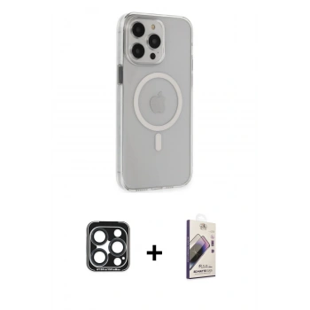 MARSİLYAN™- iPhone 15 Pro Max Kılıf Kıvılcım Asil Özel Seri - Siyah Bilvis 3D Mat Cam Ekran Koruyucu + PVD Metal Kamera Lens - LT