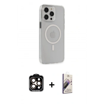 MARSİLYAN™- iPhone 15 Pro Max Kılıf Kıvılcım Asil Özel Seri - Siyah Bilvis 3D Mat Cam Ekran Koruyucu + PVD Metal Kamera Lens - TU
