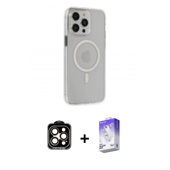 MARSİLYAN™- iPhone 15 Pro Max Kılıf Kıvılcım Asil Özel Seri - Siyah Bilvis 5in1 3D Magic Cam Ekran Koruyucu + PVD Metal Kamera Lens - TU