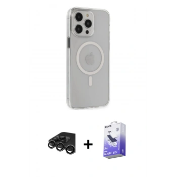 MARSİLYAN™- iPhone 15 Pro Max Kılıf Kıvılcım Asil Özel Seri - Siyah Bilvis 5in1 5D Magic Hayalet Cam Ekran Koruyucu + Raze Metal Kamera Lens - TMGI