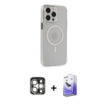 MARSİLYAN™- iPhone 15 Pro Max Kılıf Kıvılcım Asil Özel Seri - Siyah Bilvis 5in1 5D Magic Hayalet Cam Ekran Koruyucu + PVD Metal Kamera Lens - GS