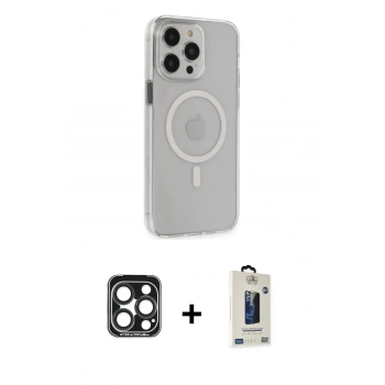 MARSİLYAN™- iPhone 15 Pro Max Kılıf Kıvılcım Asil Özel Seri - Siyah Bilvis Hayalet Cam Ekran Koruyucu + PVD Metal Kamera Lens - LT