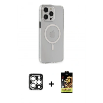 MARSİLYAN™- iPhone 15 Pro Max Kılıf Kıvılcım Asil Özel Seri - Siyah Buffer Cam Ekran Koruyucu + PVD Metal Kamera Lens - GS