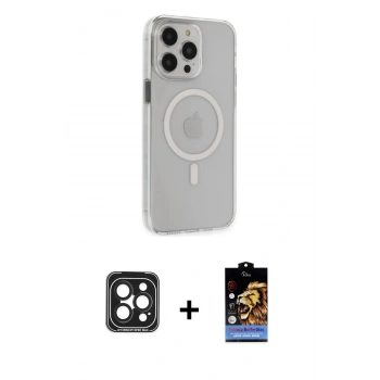 MARSİLYAN™- iPhone 15 Pro Max Kılıf Kıvılcım Asil Özel Seri - Siyah Buffer Hayalet Cam Ekran Koruyucu + PVD Metal Kamera Lens - SH