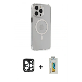 MARSİLYAN™- iPhone 15 Pro Max Kılıf Kıvılcım Asil Özel Seri - Siyah Polymer Nano Ekran Koruyucu + PVD Metal Kamera Lens - LT