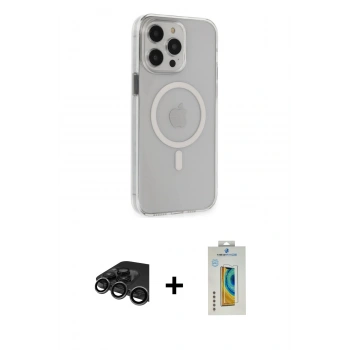 MARSİLYAN™- iPhone 15 Pro Max Kılıf Kıvılcım Asil Özel Seri - Siyah Polymer Nano Ekran Koruyucu + Raze Metal Kamera Lens - TMGI