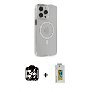 MARSİLYAN™- iPhone 15 Pro Max Kılıf Kıvılcım Asil Özel Seri - Siyah Polymer Nano Ekran Koruyucu + PVD Metal Kamera Lens - TU
