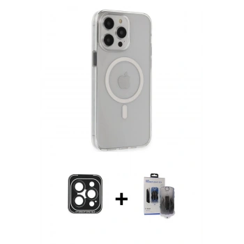 MARSİLYAN™- iPhone 15 Pro Max Kılıf Kıvılcım Asil Özel Seri - Siyah Vanessa Magic Hayalet Cam + PVD Metal Kamera Lens - SH