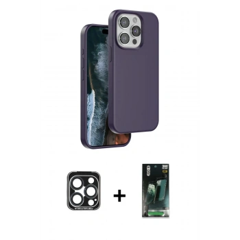 MARSİLYAN™- iPhone 15 Pro Max Kılıf Kıvılcım Çizgi Serisi - Şeffaf 360 Full Body Arka Koruyucu + PVD Metal Kamera Lens - LT