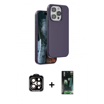 MARSİLYAN™- iPhone 15 Pro Max Kılıf Kıvılcım Çizgi Serisi - Şeffaf 360 Full Body Arka Koruyucu + PVD Metal Kamera Lens - TU