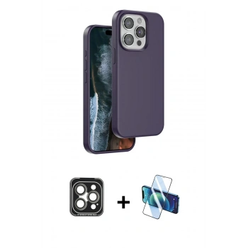 MARSİLYAN™- iPhone 15 Pro Max Kılıf Kıvılcım Çizgi Serisi - Siyah 3D Antistatik Seramik Nano Ekran Koruyucu + PVD Metal Kamera Lens - GI